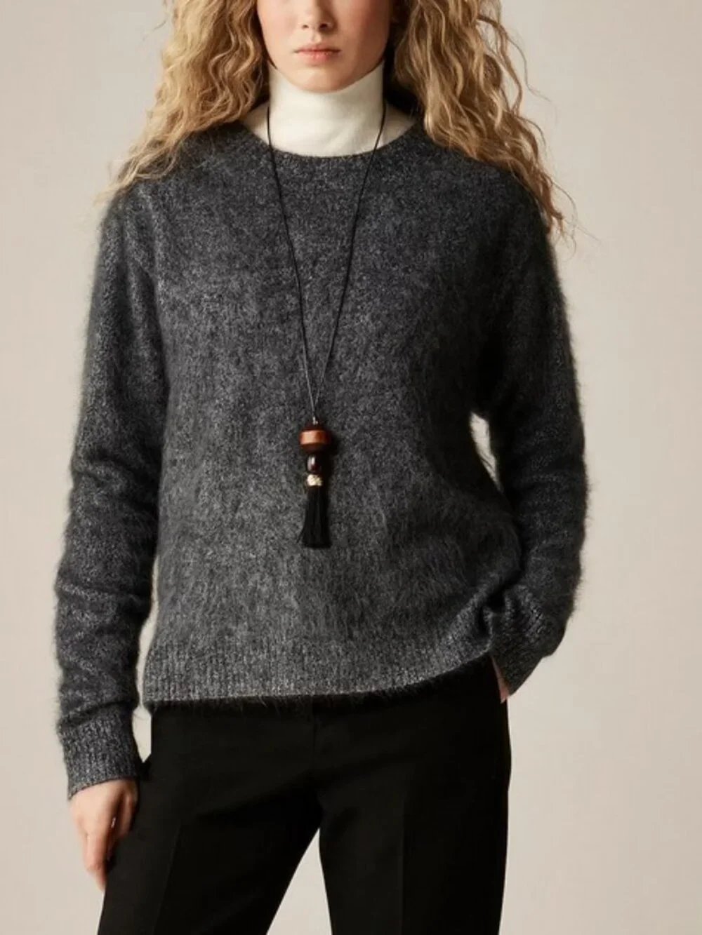 J. Crew Brushed cashmere marled relaxed crewneck sweater M